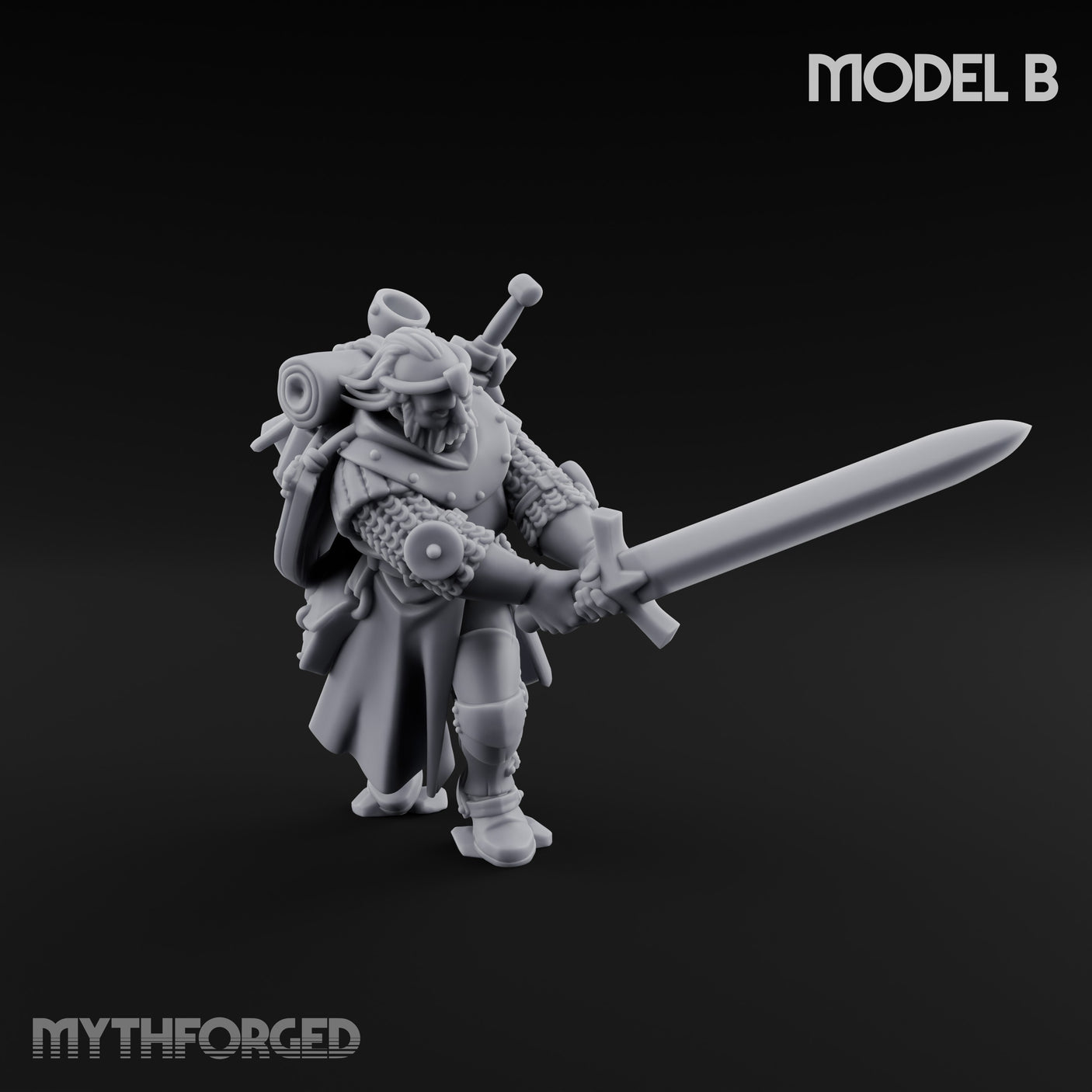 Sword Bearing Pilgrim Human Questing Knight B Miniature for Dungeons and Dragons, Pathfinder or other TTRPGs