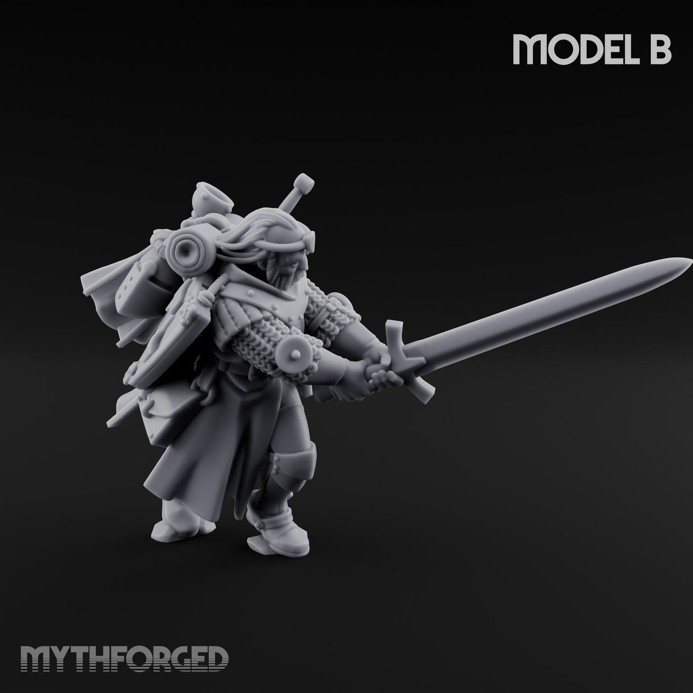 Sword Bearing Pilgrim Human Questing Knight B Miniature for Dungeons and Dragons, Pathfinder or other TTRPGs