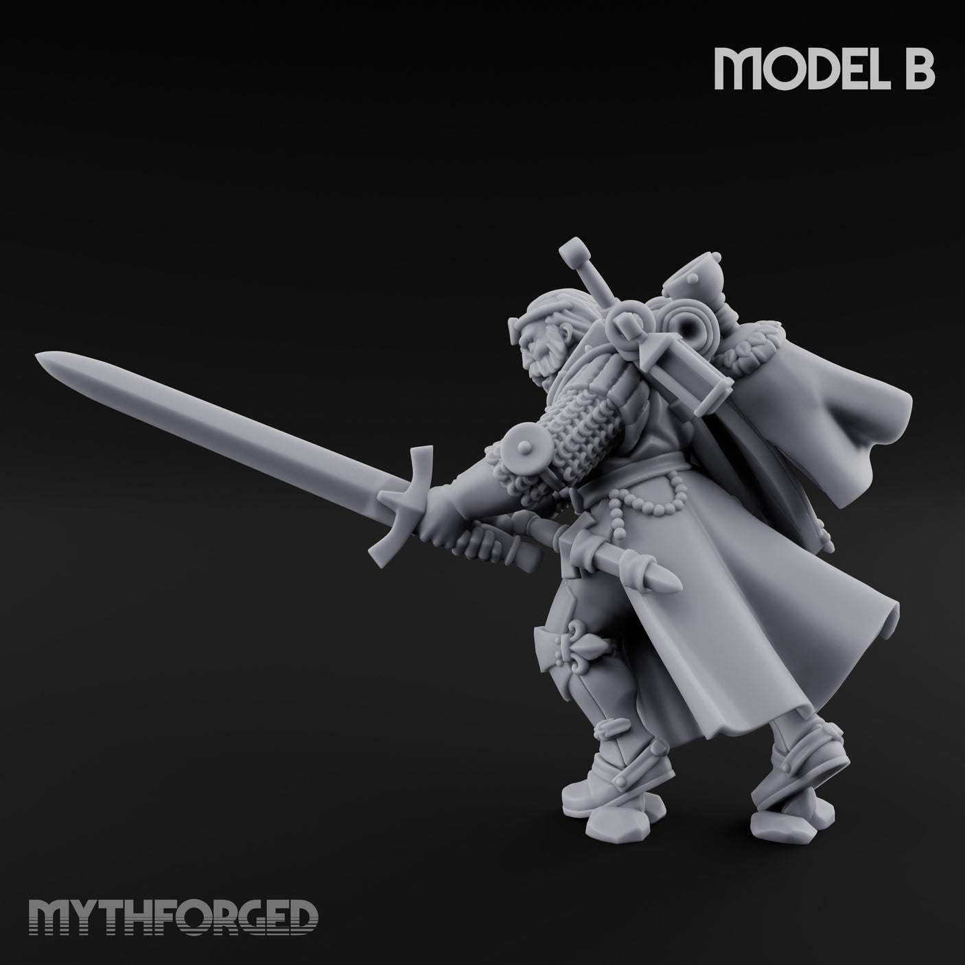 Sword Bearing Pilgrim Human Questing Knight B Miniature for Dungeons and Dragons, Pathfinder or other TTRPGs