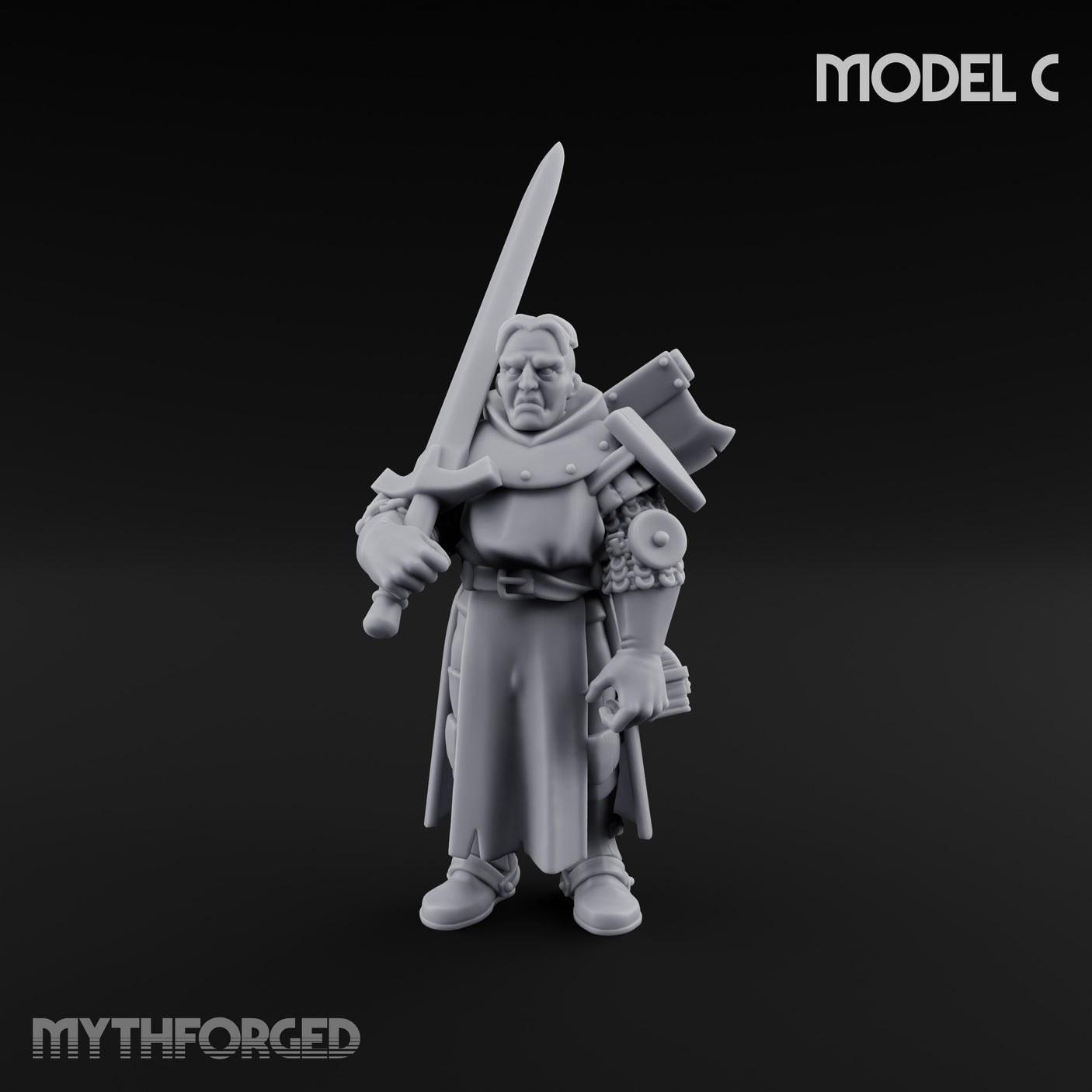Sword Bearing Pilgrim Human Questing Knight C Miniature for Dungeons and Dragons, Pathfinder or other TTRPGs