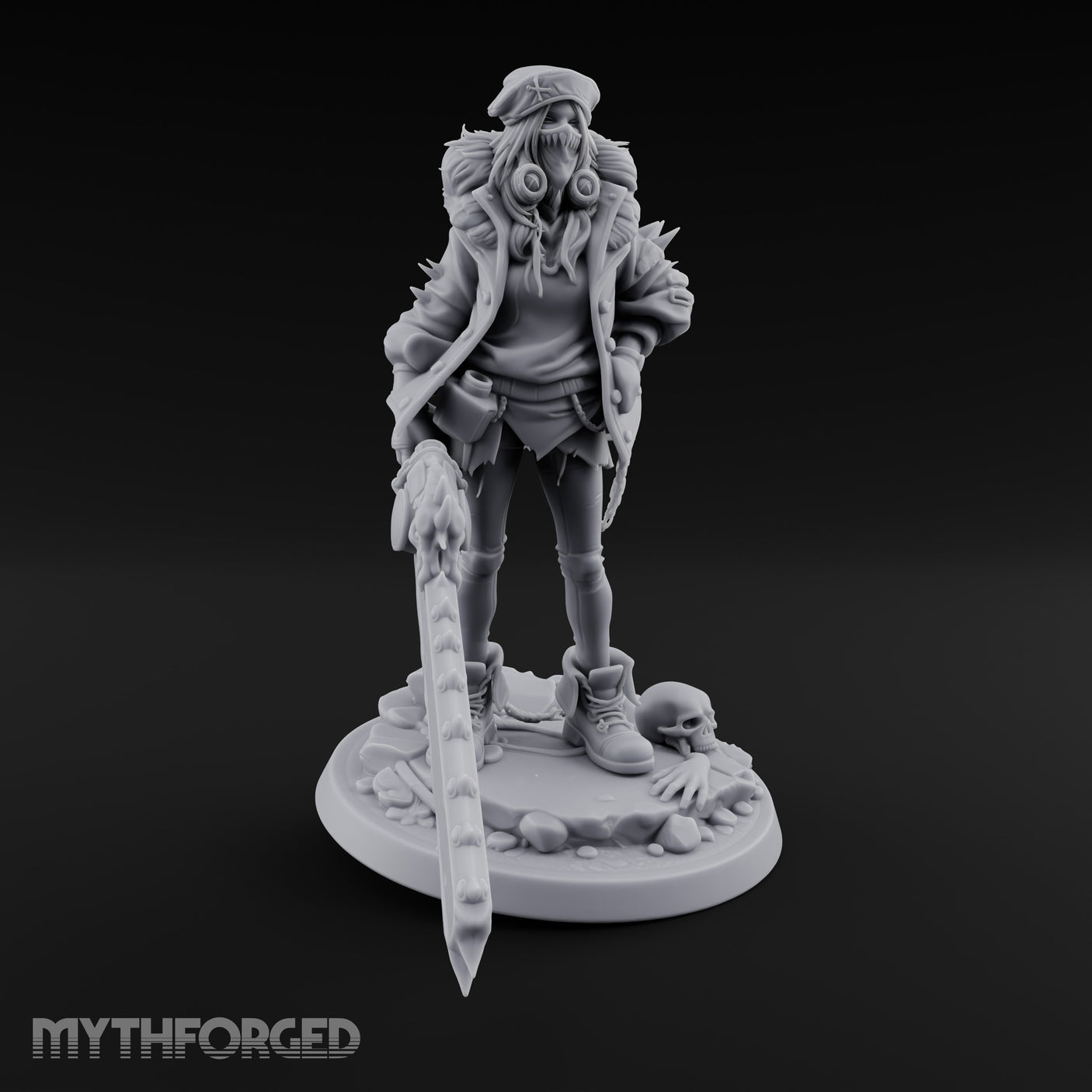 Sword Dragging Gas Masked Human Survivor Miniature for Dungeons and Dragons, Pathfinder or other TTRPGs