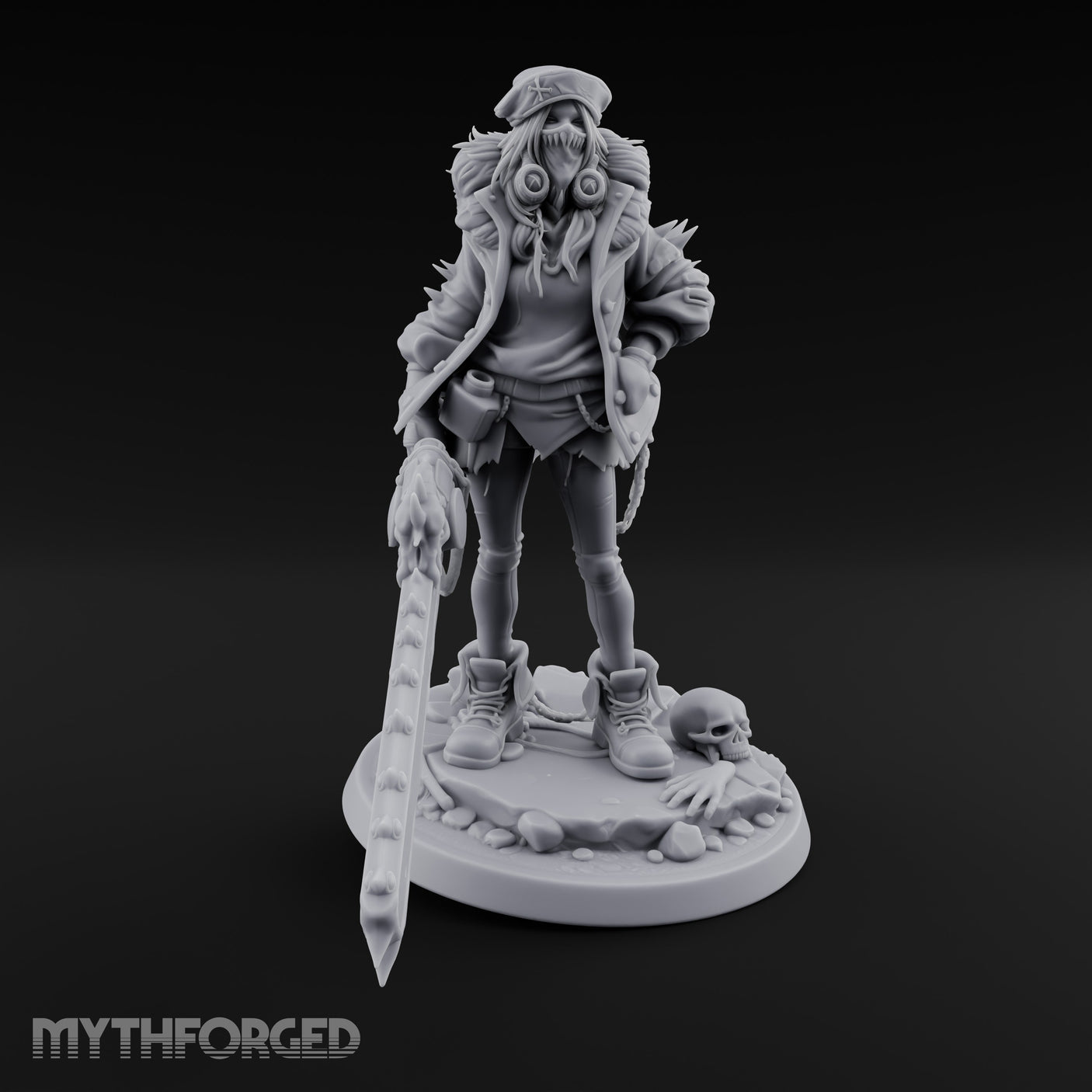 Sword Dragging Gas Masked Human Survivor Miniature for Dungeons and Dragons, Pathfinder or other TTRPGs