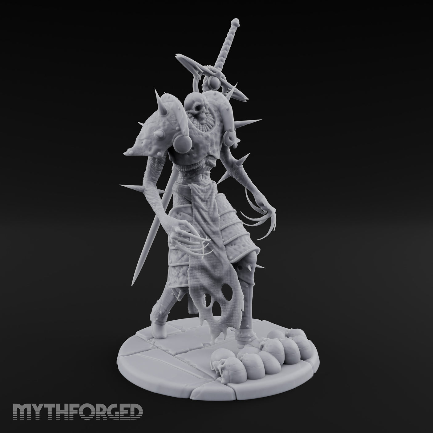 Sword Impaled Striding Skeleton Knight Miniature for Dungeons and Dragons, Pathfinder or other TTRPGs