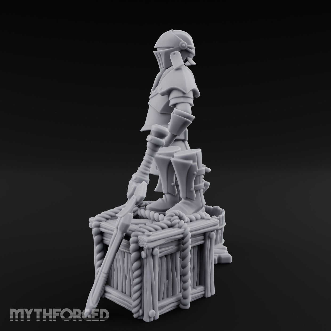 Sword-Leaned Rope-Bound Knight's Armour Stand Scene Miniature for Dungeons and Dragons, Pathfinder or other TTRPGs
