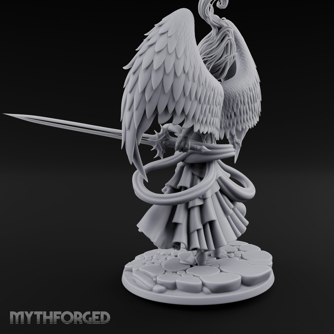 Sword Levelled Angel Warrior Miniature for Dungeons and Dragons, Pathfinder or other TTRPGs