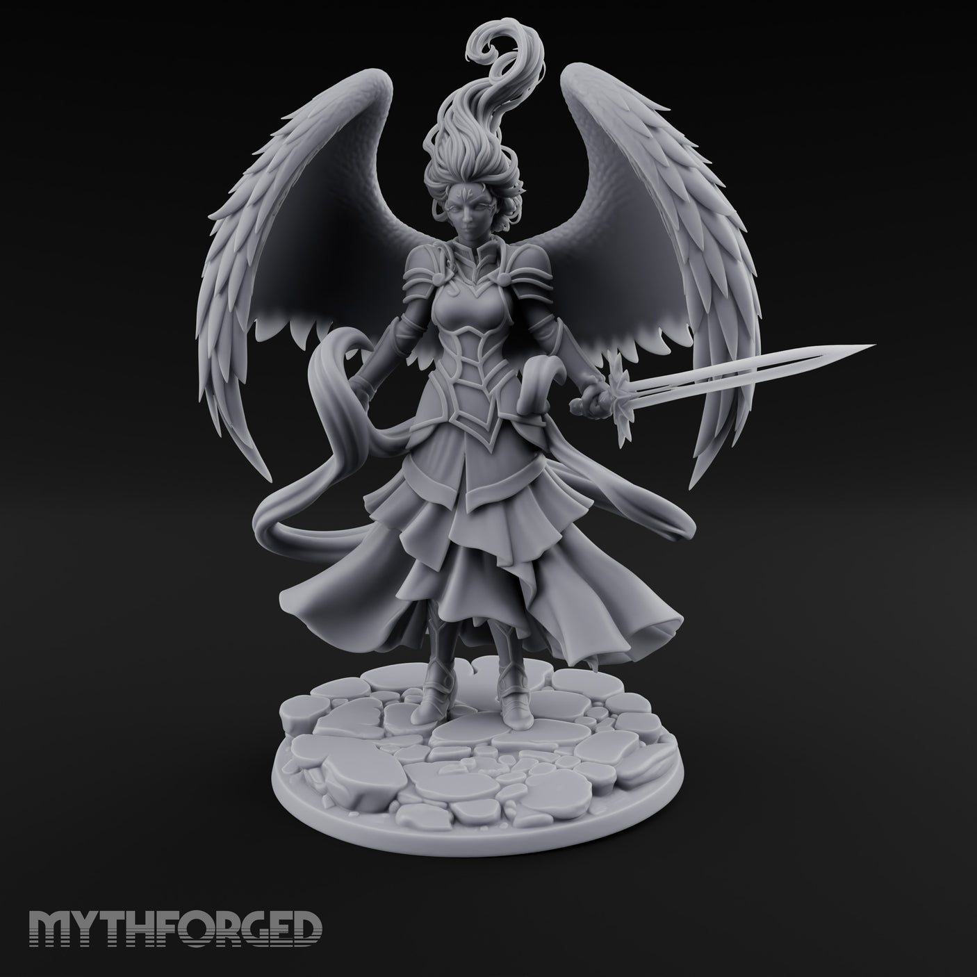 Sword Levelled Angel Warrior Miniature for Dungeons and Dragons, Pathfinder or other TTRPGs