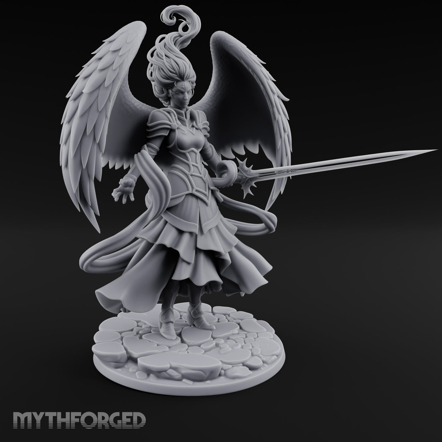 Sword Levelled Angel Warrior Miniature for Dungeons and Dragons, Pathfinder or other TTRPGs