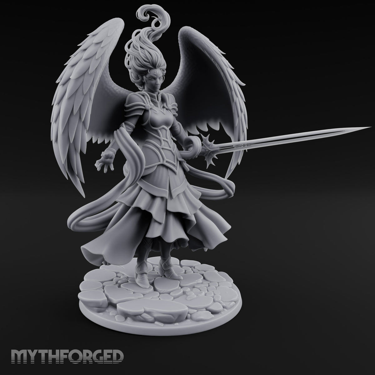 Sword Levelled Angel Warrior Miniature for Dungeons and Dragons, Pathfinder or other TTRPGs