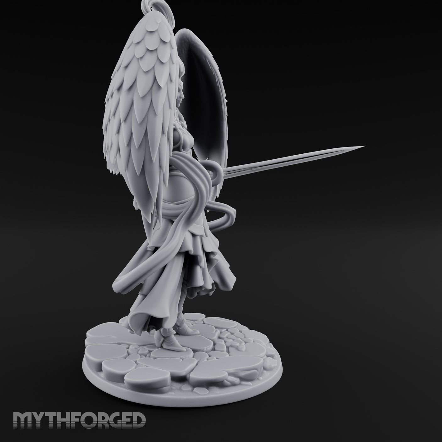Sword Levelled Angel Warrior Miniature for Dungeons and Dragons, Pathfinder or other TTRPGs