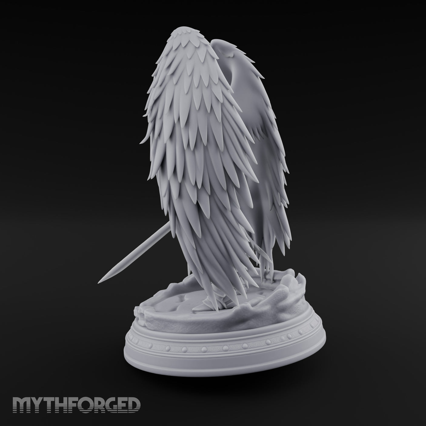 Sword Plunged Down Angel Warrior Miniature for Dungeons and Dragons, Pathfinder or other TTRPGs