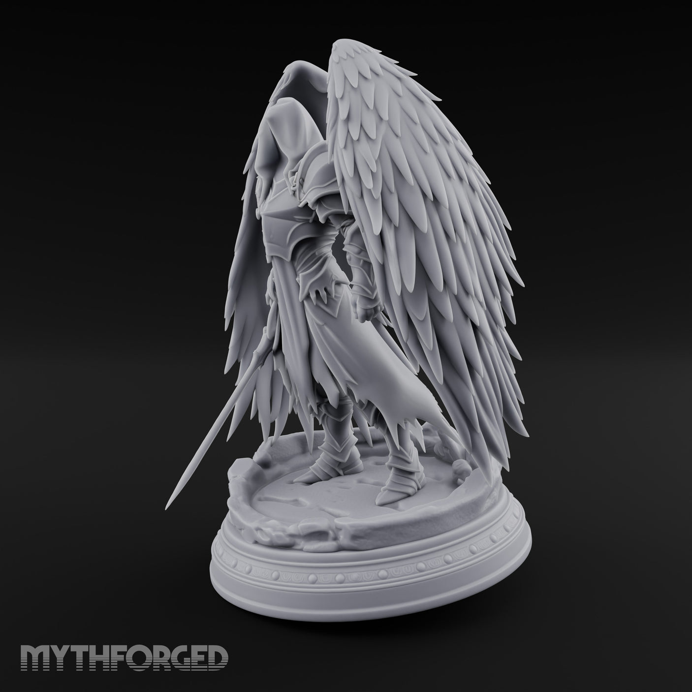 Sword Plunged Down Angel Warrior Miniature for Dungeons and Dragons, Pathfinder or other TTRPGs
