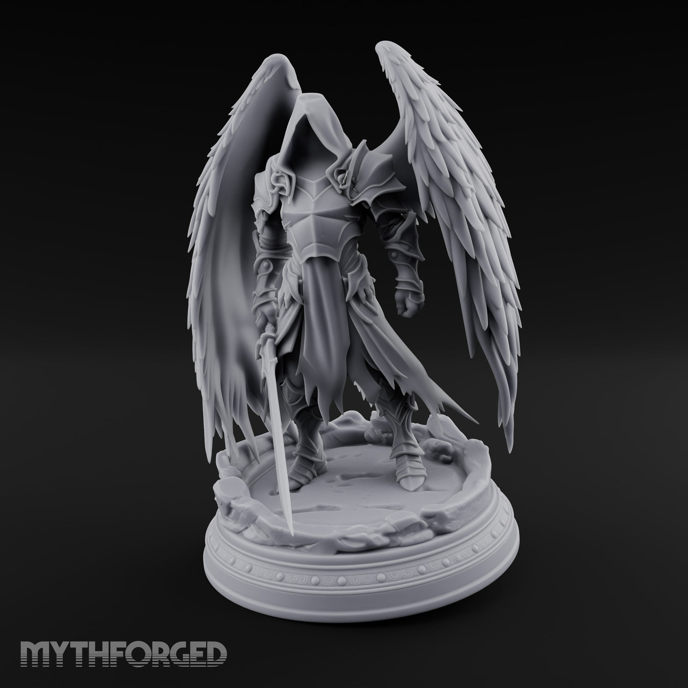 Sword Plunged Down Angel Warrior Miniature for Dungeons and Dragons, Pathfinder or other TTRPGs