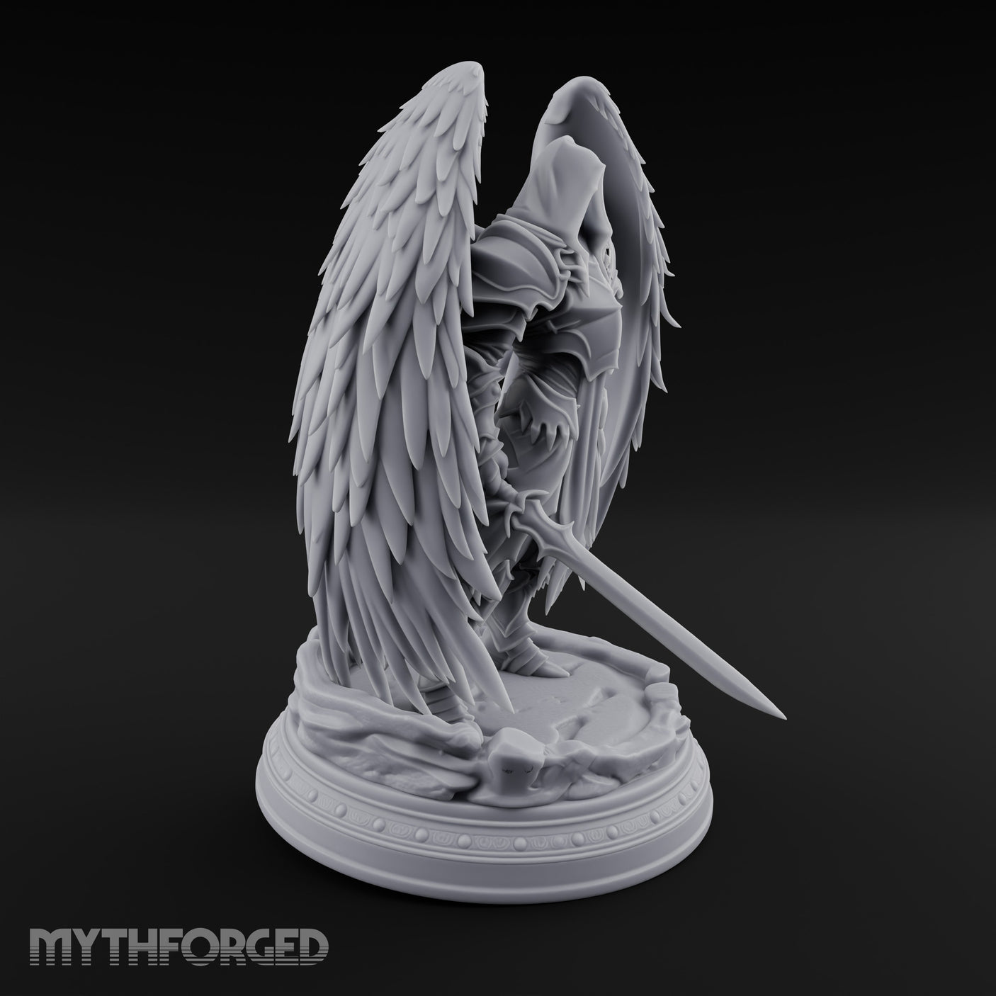 Sword Plunged Down Angel Warrior Miniature for Dungeons and Dragons, Pathfinder or other TTRPGs