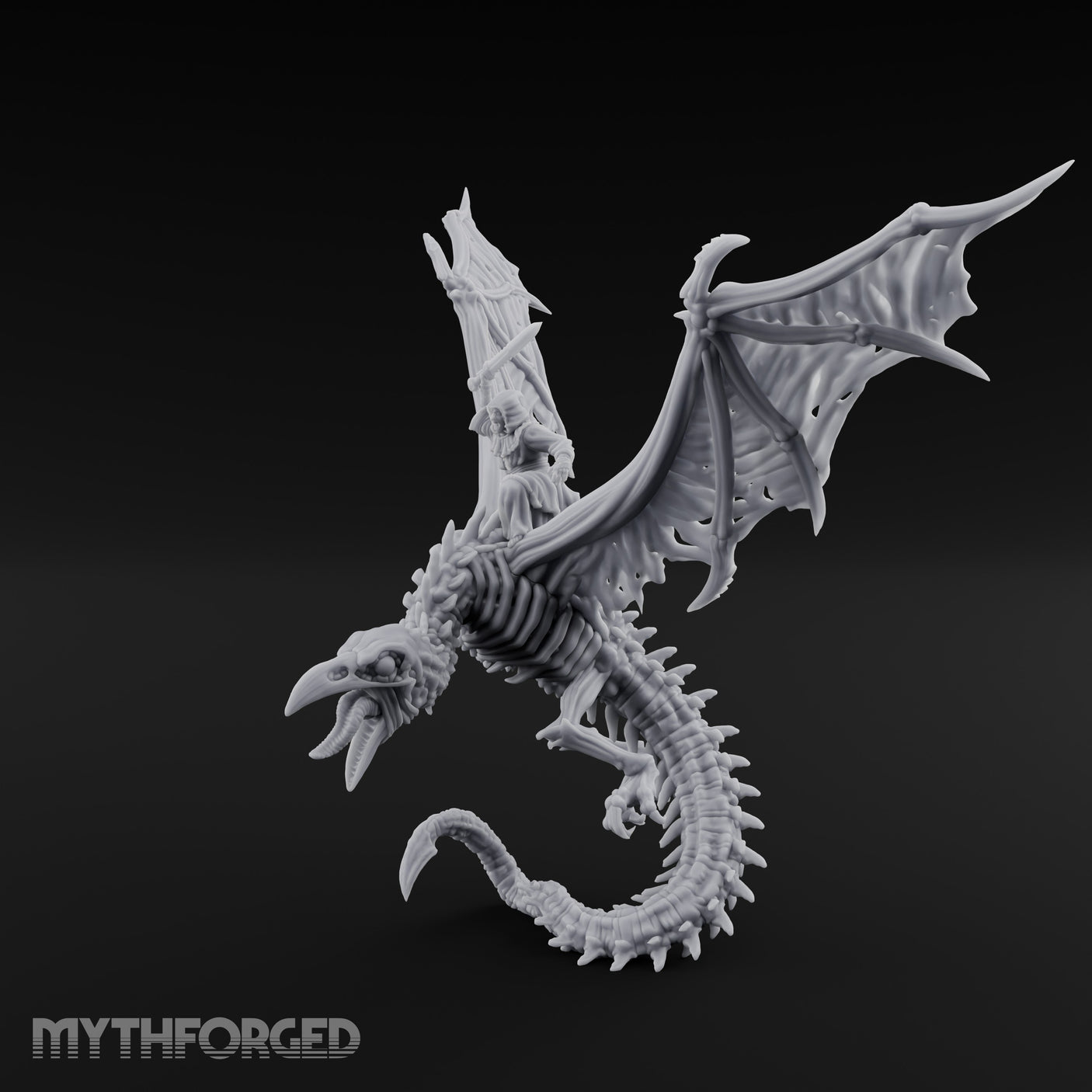 Sword Raised Aloft Human Undead Dragon Rider Miniature for Dungeons and Dragons, Pathfinder or other TTRPGs