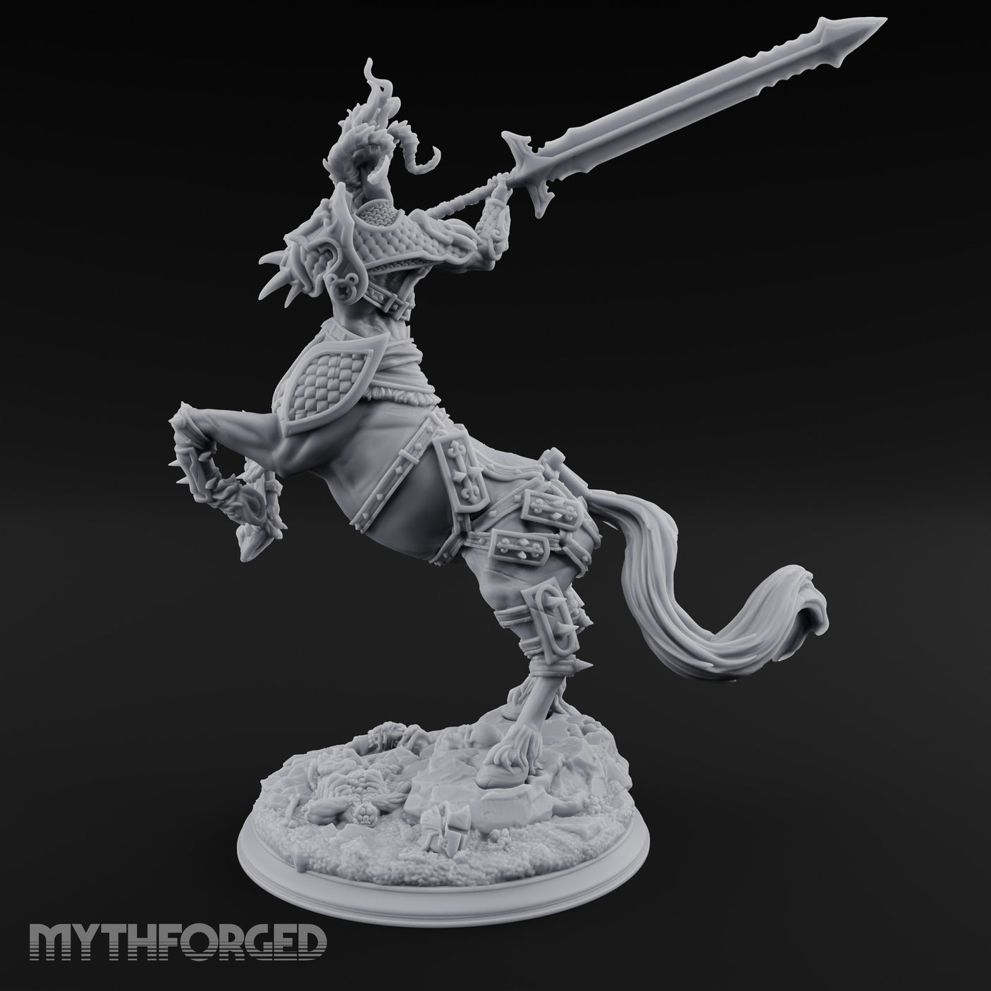 Sword Raised Rearing Centaur Warrior Miniature for Dungeons and Dragons, Pathfinder or other TTRPGs