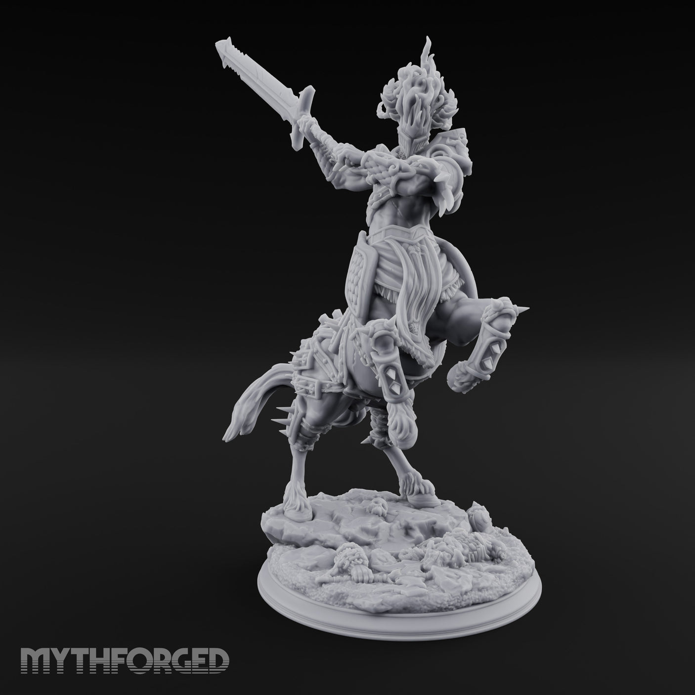 Sword Raised Rearing Centaur Warrior Miniature for Dungeons and Dragons, Pathfinder or other TTRPGs