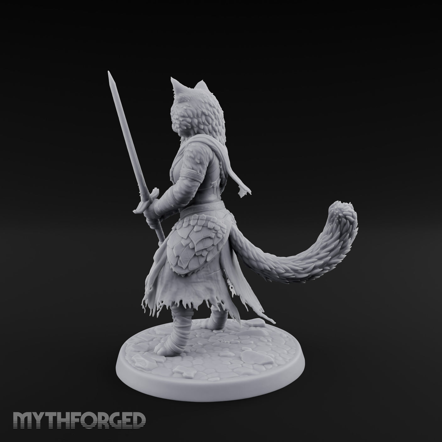 Sword Raising Tabaxi Fighter Miniature for Dungeons and Dragons, Pathfinder or other TTRPGs