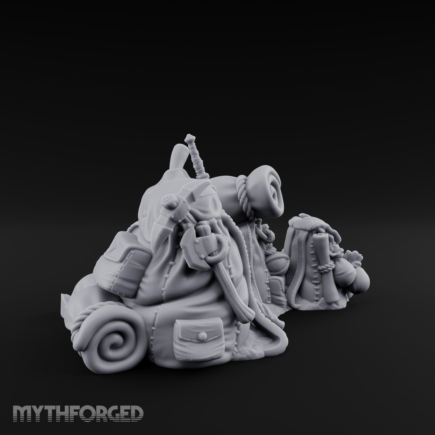 Sword-Stuffed Bedroll-Strapped Adventurer Pack Scene Miniature for Dungeons and Dragons, Pathfinder or other TTRPGs