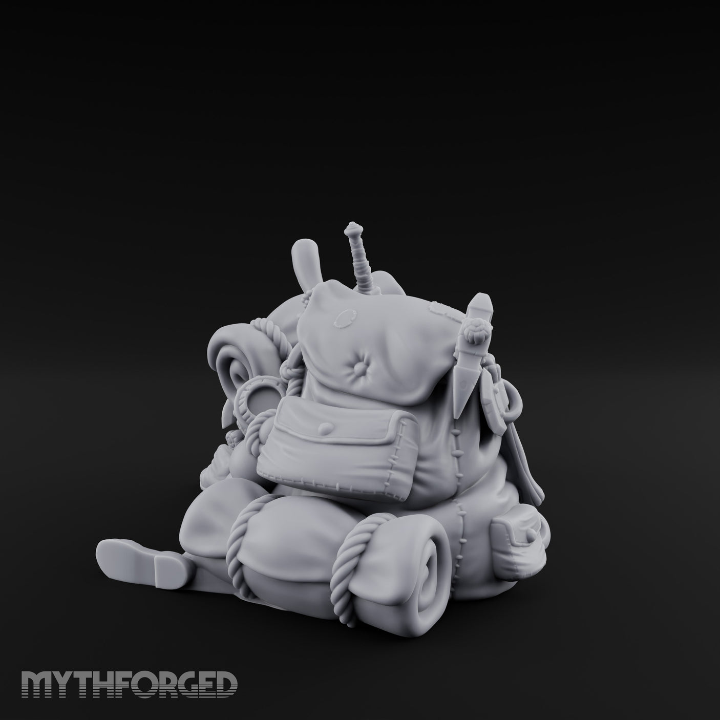 Sword-Stuffed Bedroll-Strapped Adventurer Pack Scene Miniature for Dungeons and Dragons, Pathfinder or other TTRPGs