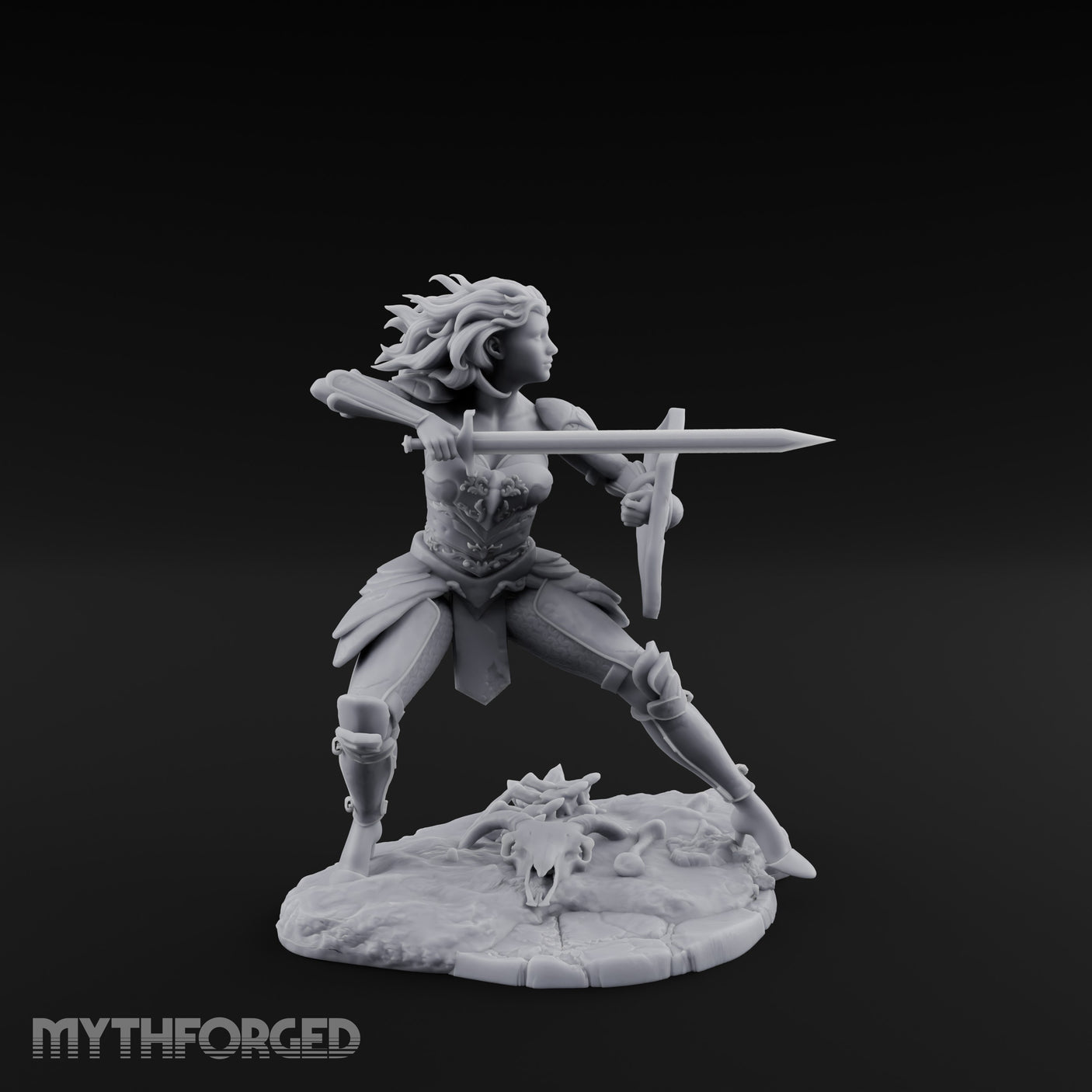 Sword Thrusting Shield Ready Human Warrior Miniature for Dungeons and Dragons, Pathfinder or other TTRPGs
