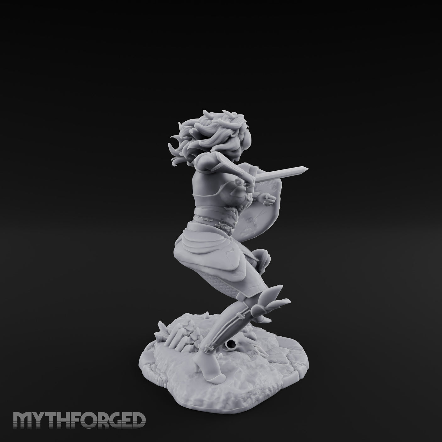 Sword Thrusting Shield Ready Human Warrior Miniature for Dungeons and Dragons, Pathfinder or other TTRPGs