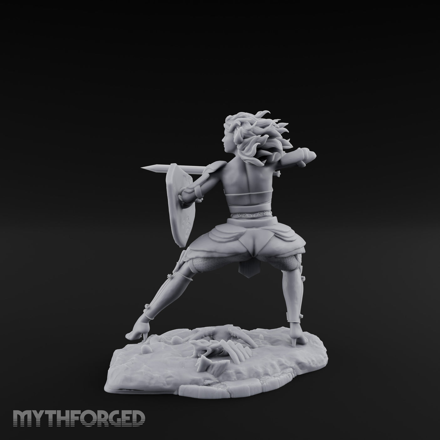 Sword Thrusting Shield Ready Human Warrior Miniature for Dungeons and Dragons, Pathfinder or other TTRPGs