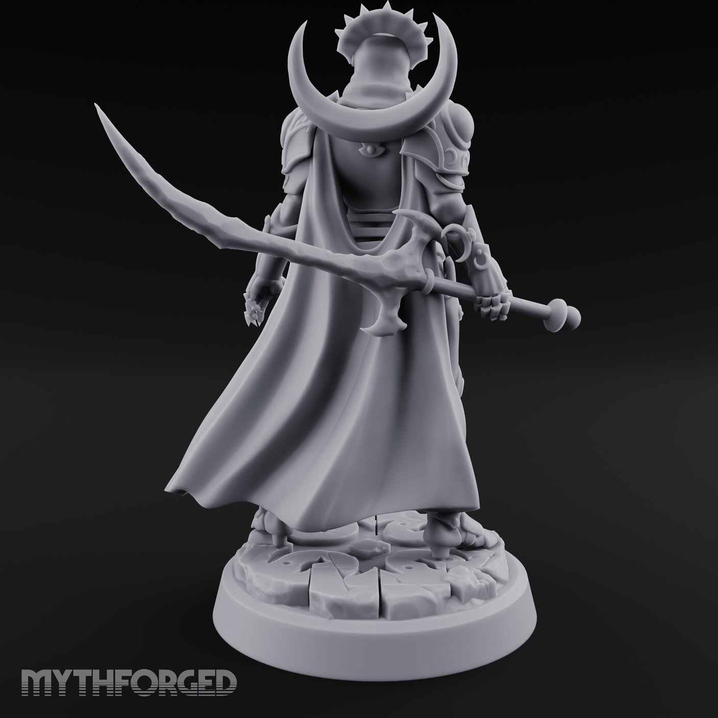 Horned Helm Human Moon Priestess Miniature for Dungeons and Dragons, Pathfinder or other TTRPGs