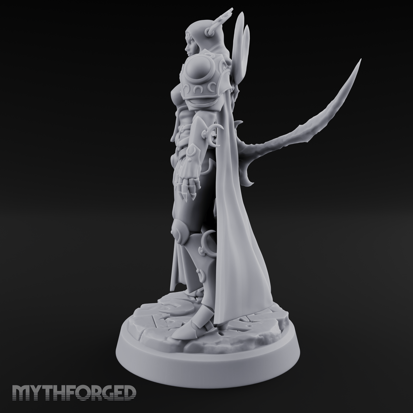 Horned Helm Human Moon Priestess Miniature for Dungeons and Dragons, Pathfinder or other TTRPGs