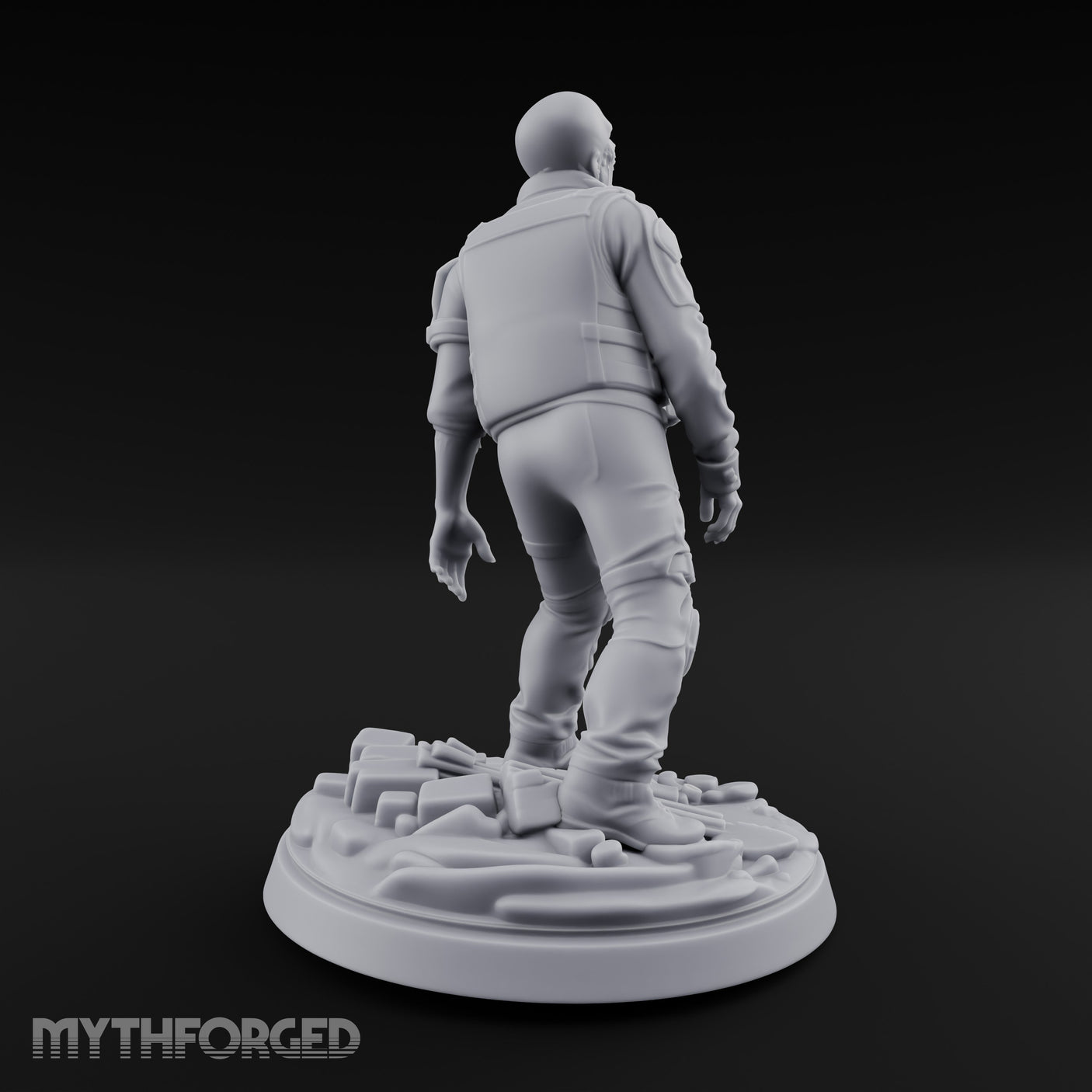 Tactical Vest Snarling Zombie Soldier Miniature for Dungeons and Dragons, Pathfinder or other TTRPGs
