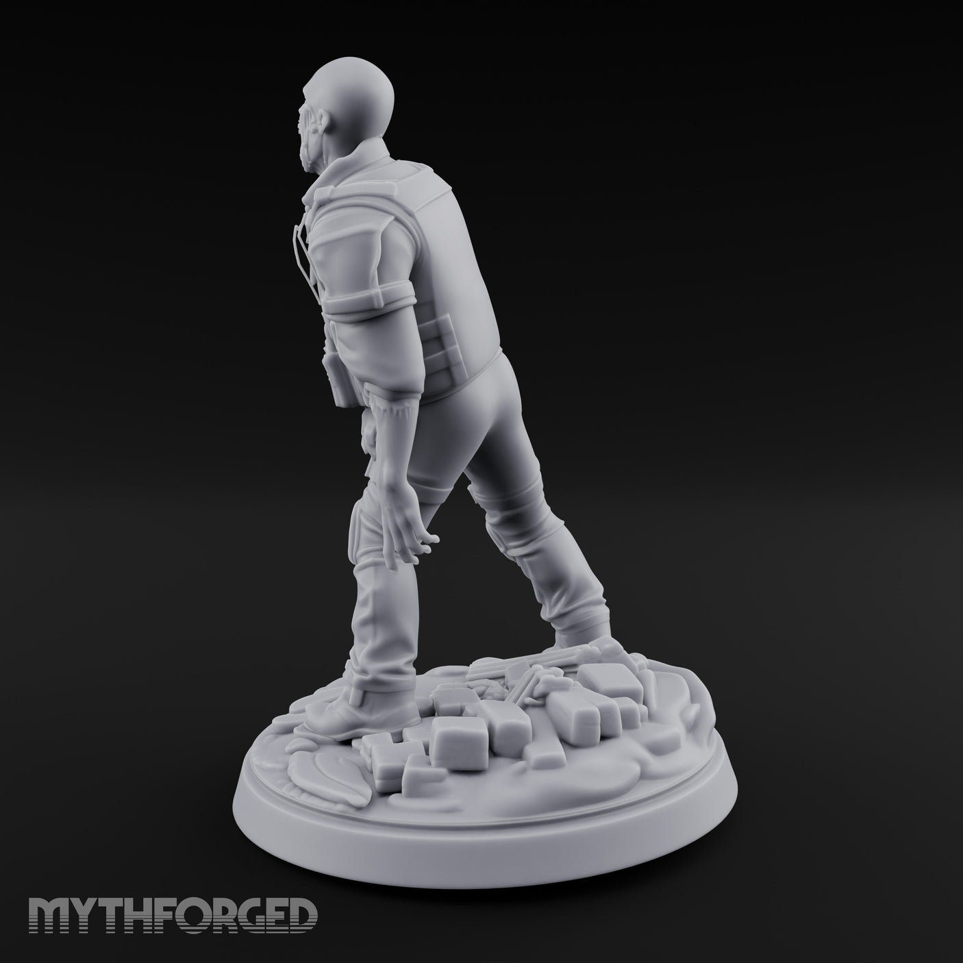 Tactical Vest Snarling Zombie Soldier Miniature for Dungeons and Dragons, Pathfinder or other TTRPGs