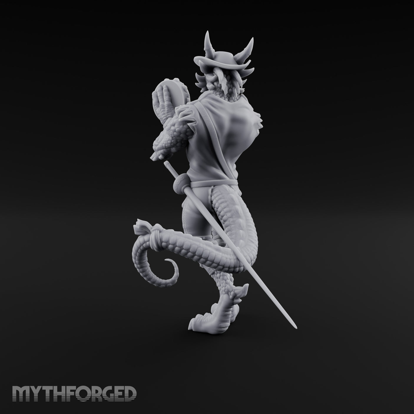 Tambourine Shaking Dragonborn Bard Miniature for Dungeons and Dragons, Pathfinder or other TTRPGs