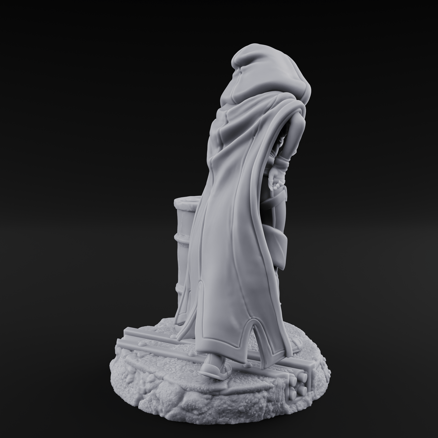 Barrel Leaning Human Scavenger Miniature for Dungeons and Dragons, Pathfinder or other TTRPGs