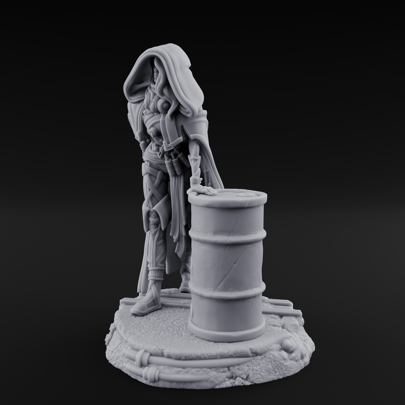Barrel Leaning Human Scavenger Miniature for Dungeons and Dragons, Pathfinder or other TTRPGs