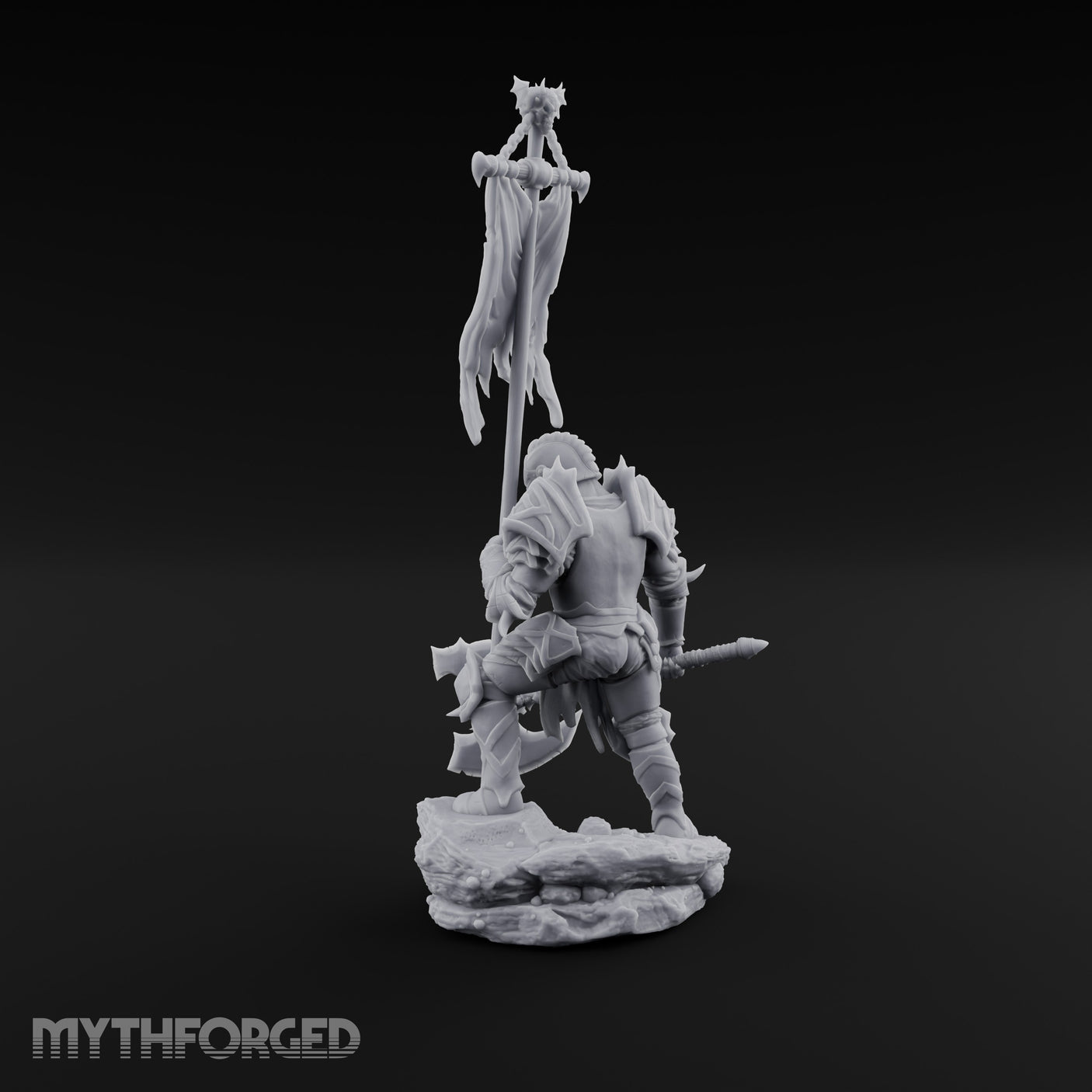 Tattered Banner Planting Orc Warlord Miniature for Dungeons and Dragons, Pathfinder or other TTRPGs