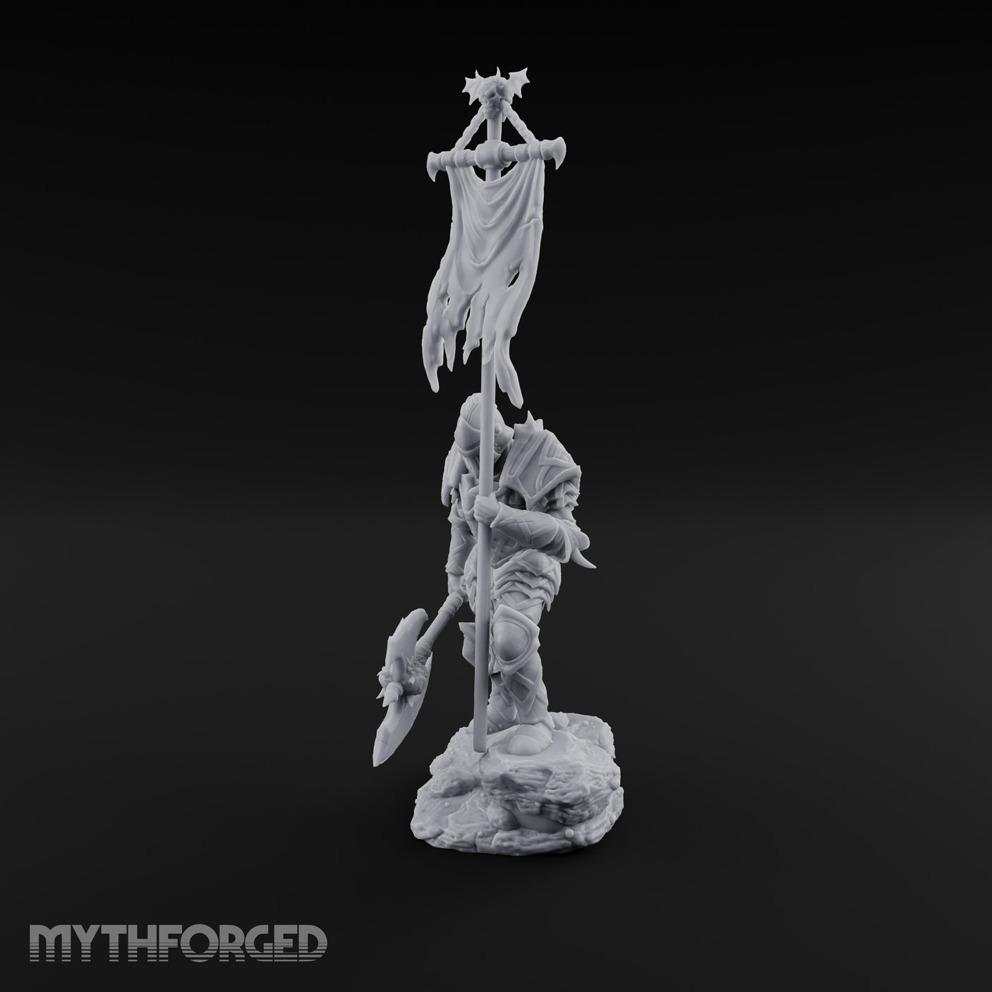 Tattered Banner Planting Orc Warlord Miniature for Dungeons and Dragons, Pathfinder or other TTRPGs