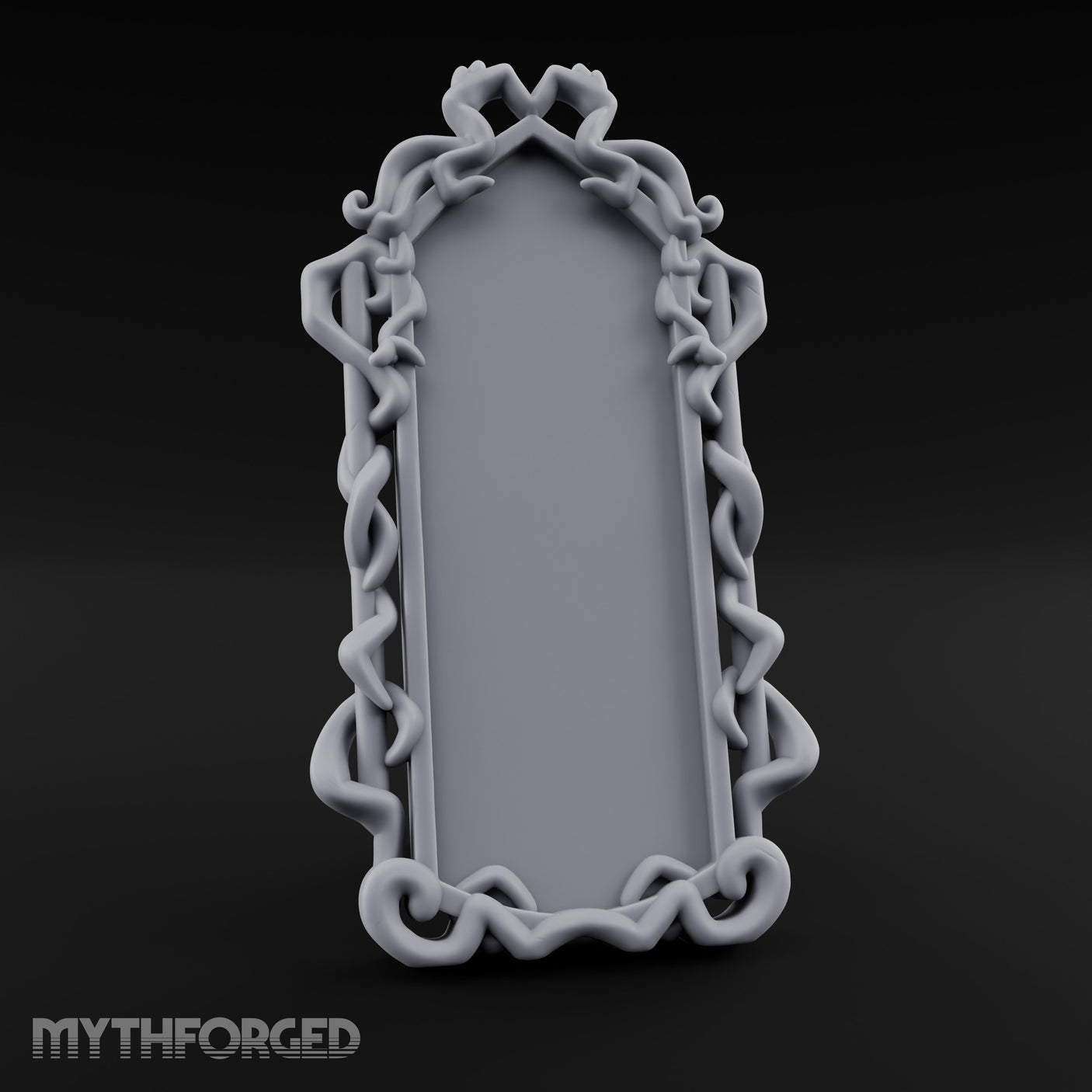 Tentacle-Framed Gothic-Arched Floor Mirror Miniature for Dungeons and Dragons, Pathfinder or other TTRPGs