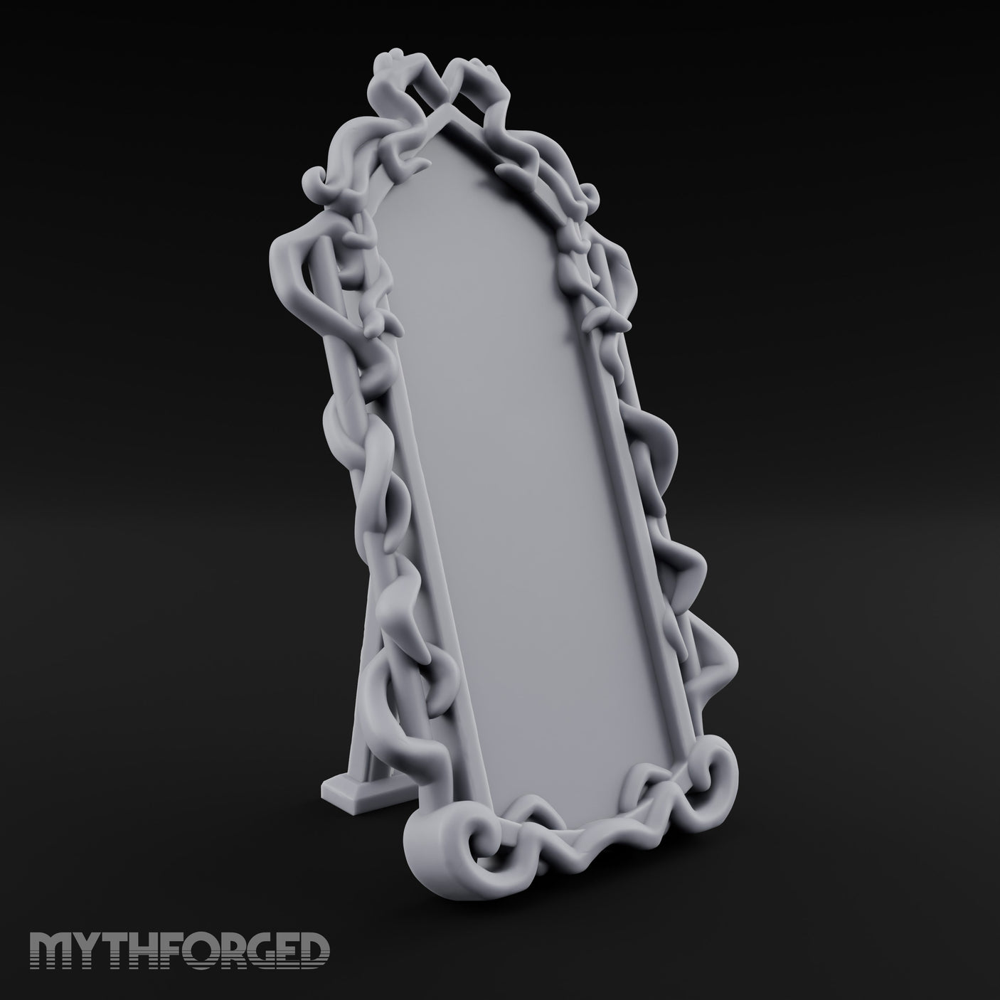 Tentacle-Framed Gothic-Arched Floor Mirror Miniature for Dungeons and Dragons, Pathfinder or other TTRPGs