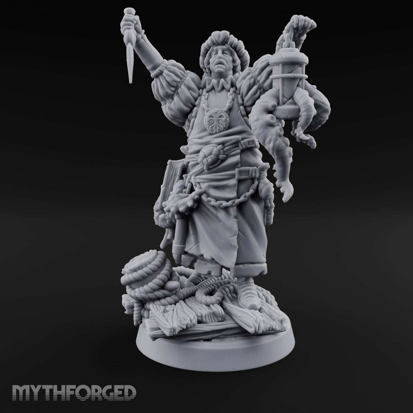 Tentacle Lashing Lantern Raising Cultist A Miniature for Dungeons and Dragons, Pathfinder or other TTRPGs