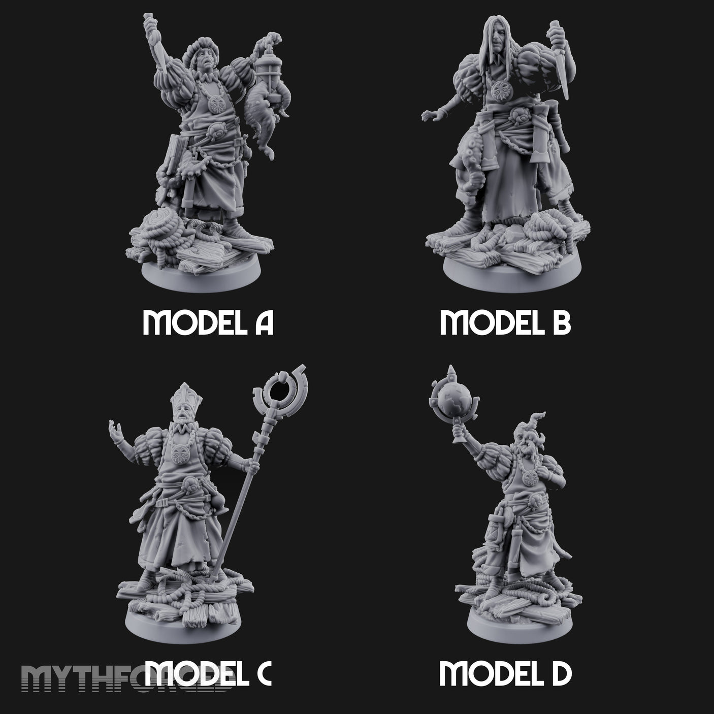 Tentacle Lashing Lantern Raising Cultists Miniature for Dungeons and Dragons, Pathfinder or other TTRPGs