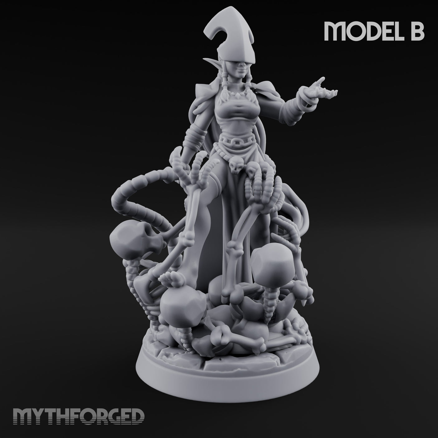 Tentacle Trailing Hand Raising Tiefling Necromancer B Miniature for Dungeons and Dragons, Pathfinder or other TTRPGs
