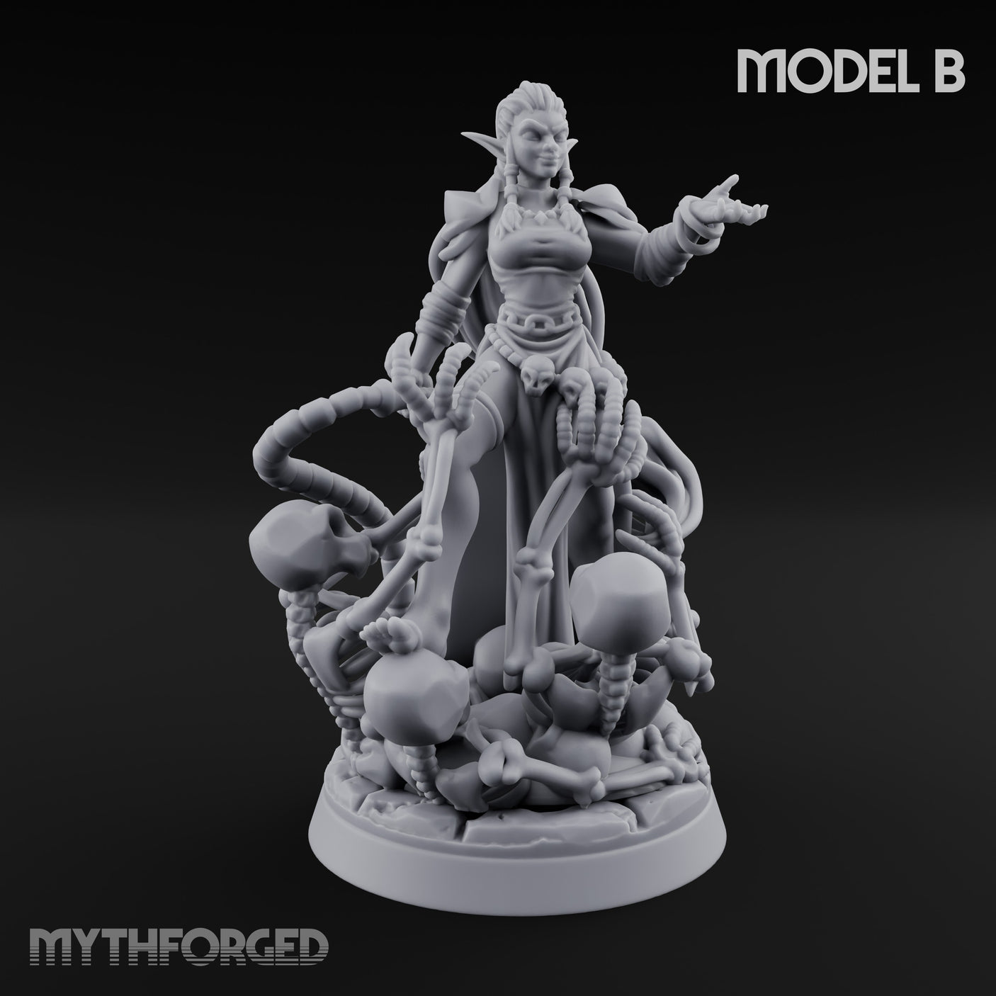 Tentacle Trailing Hand Raising Tiefling Necromancer B Miniature for Dungeons and Dragons, Pathfinder or other TTRPGs