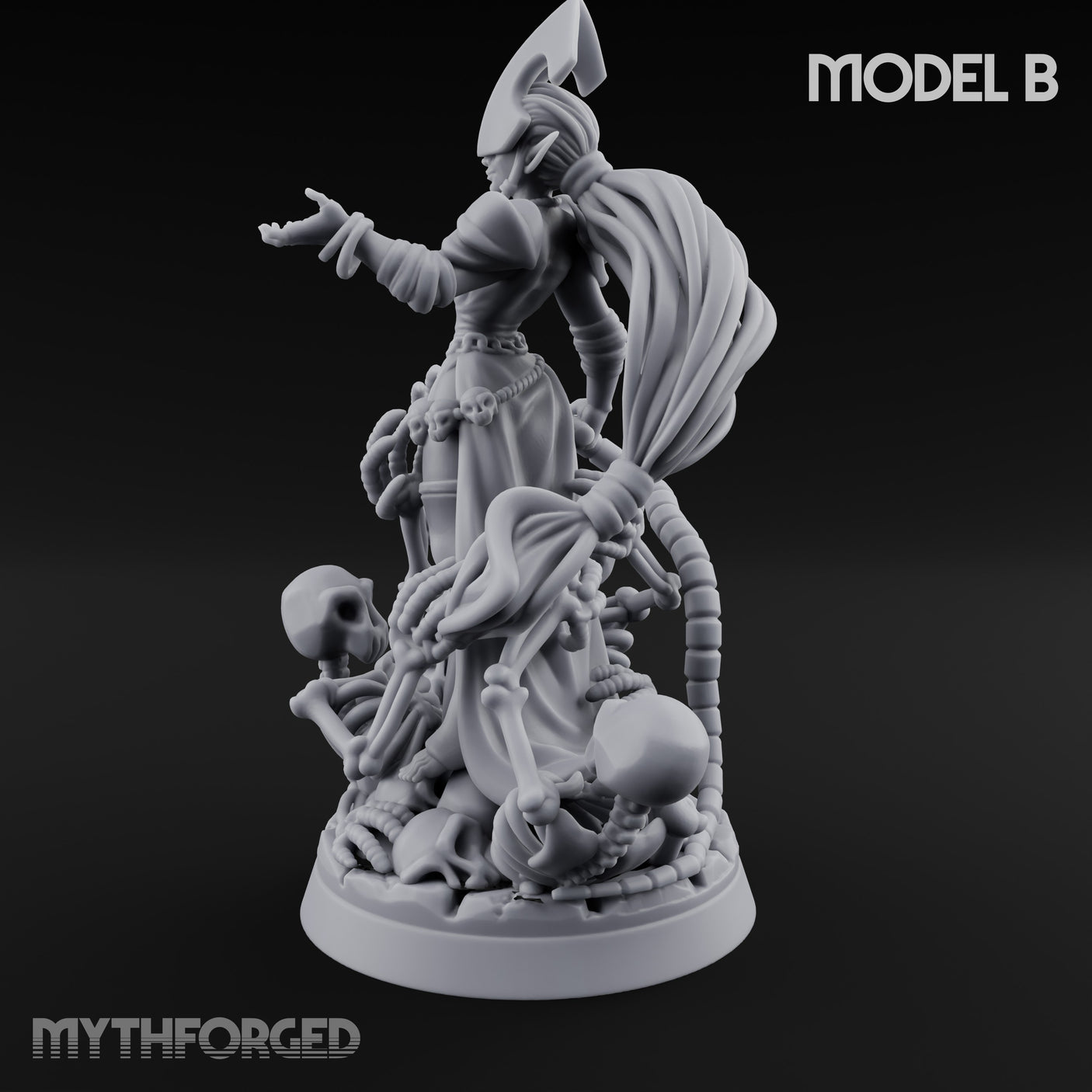 Tentacle Trailing Hand Raising Tiefling Necromancer B Miniature for Dungeons and Dragons, Pathfinder or other TTRPGs