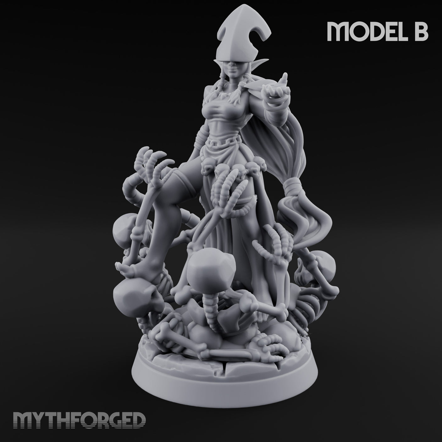 Tentacle Trailing Hand Raising Tiefling Necromancer B Miniature for Dungeons and Dragons, Pathfinder or other TTRPGs