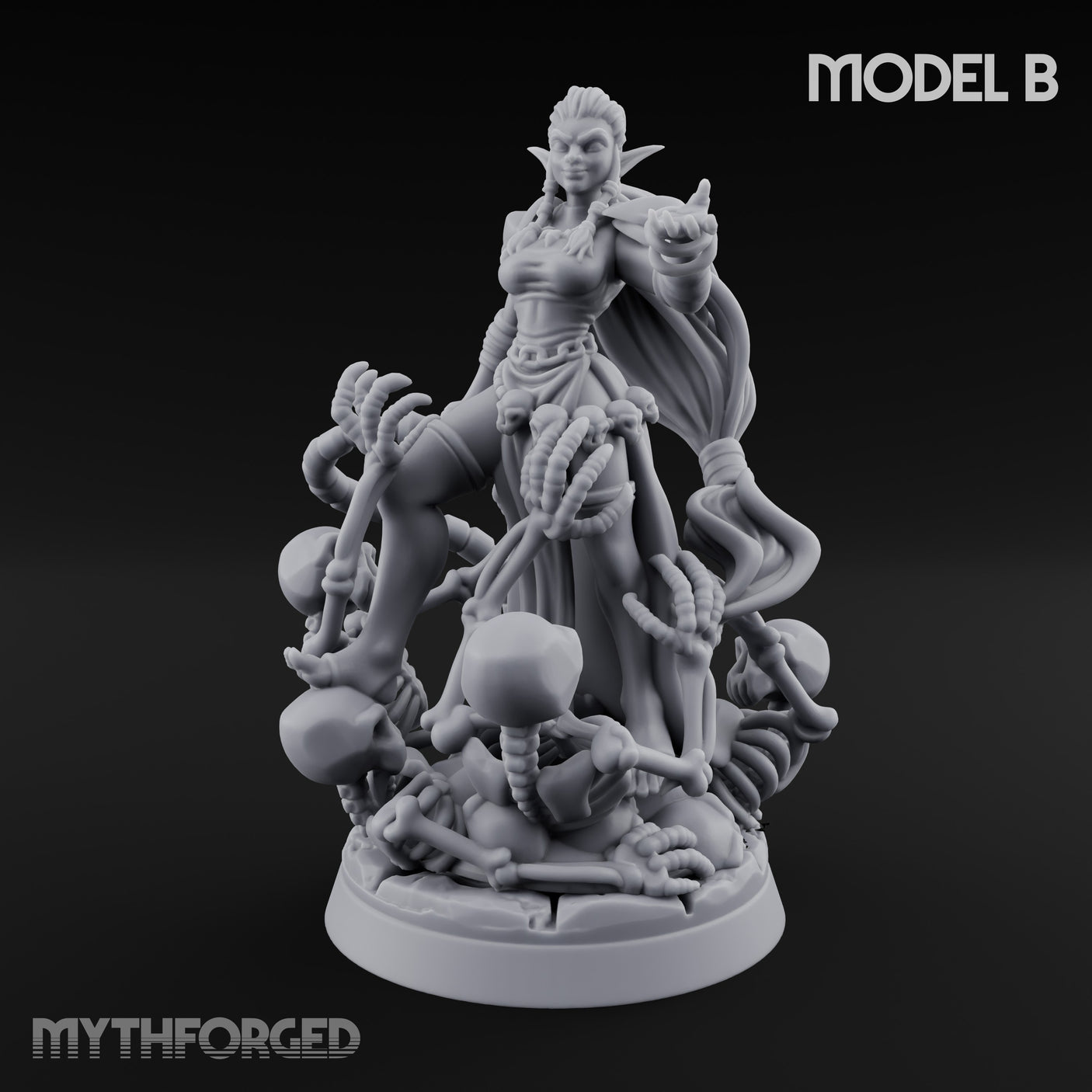Tentacle Trailing Hand Raising Tiefling Necromancer B Miniature for Dungeons and Dragons, Pathfinder or other TTRPGs