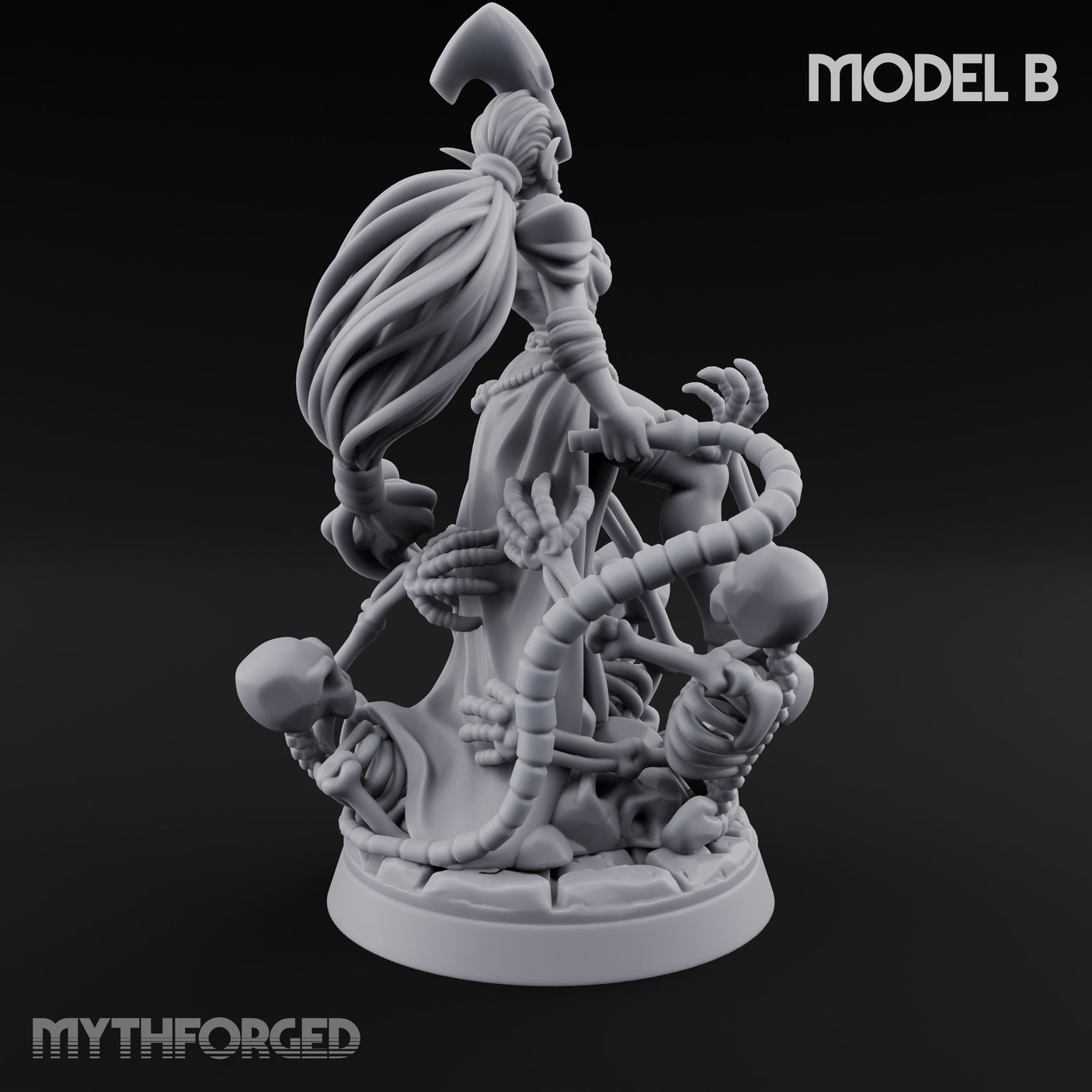 Tentacle Trailing Hand Raising Tiefling Necromancer B Miniature for Dungeons and Dragons, Pathfinder or other TTRPGs
