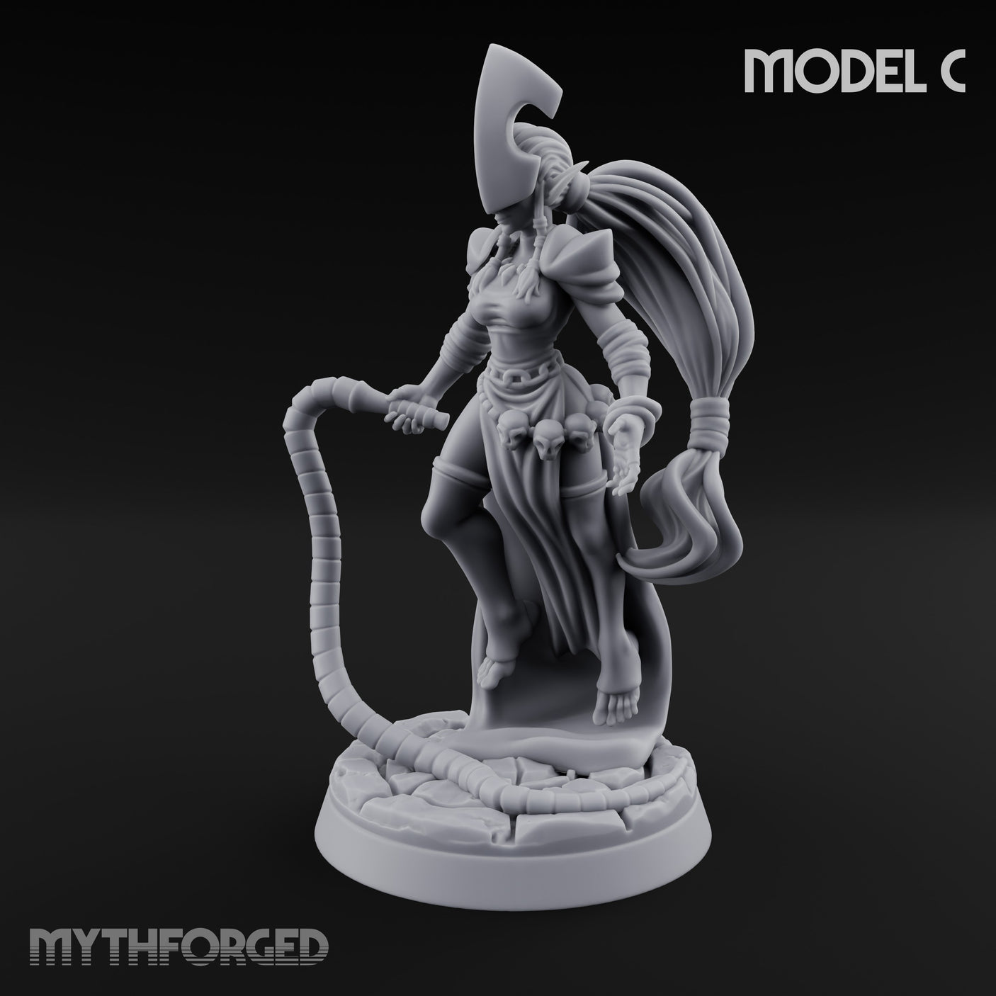 Tentacle Trailing Hand Raising Tiefling Necromancer C Miniature for Dungeons and Dragons, Pathfinder or other TTRPGs