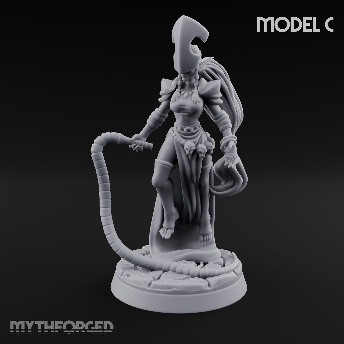 Tentacle Trailing Hand Raising Tiefling Necromancer C Miniature for Dungeons and Dragons, Pathfinder or other TTRPGs