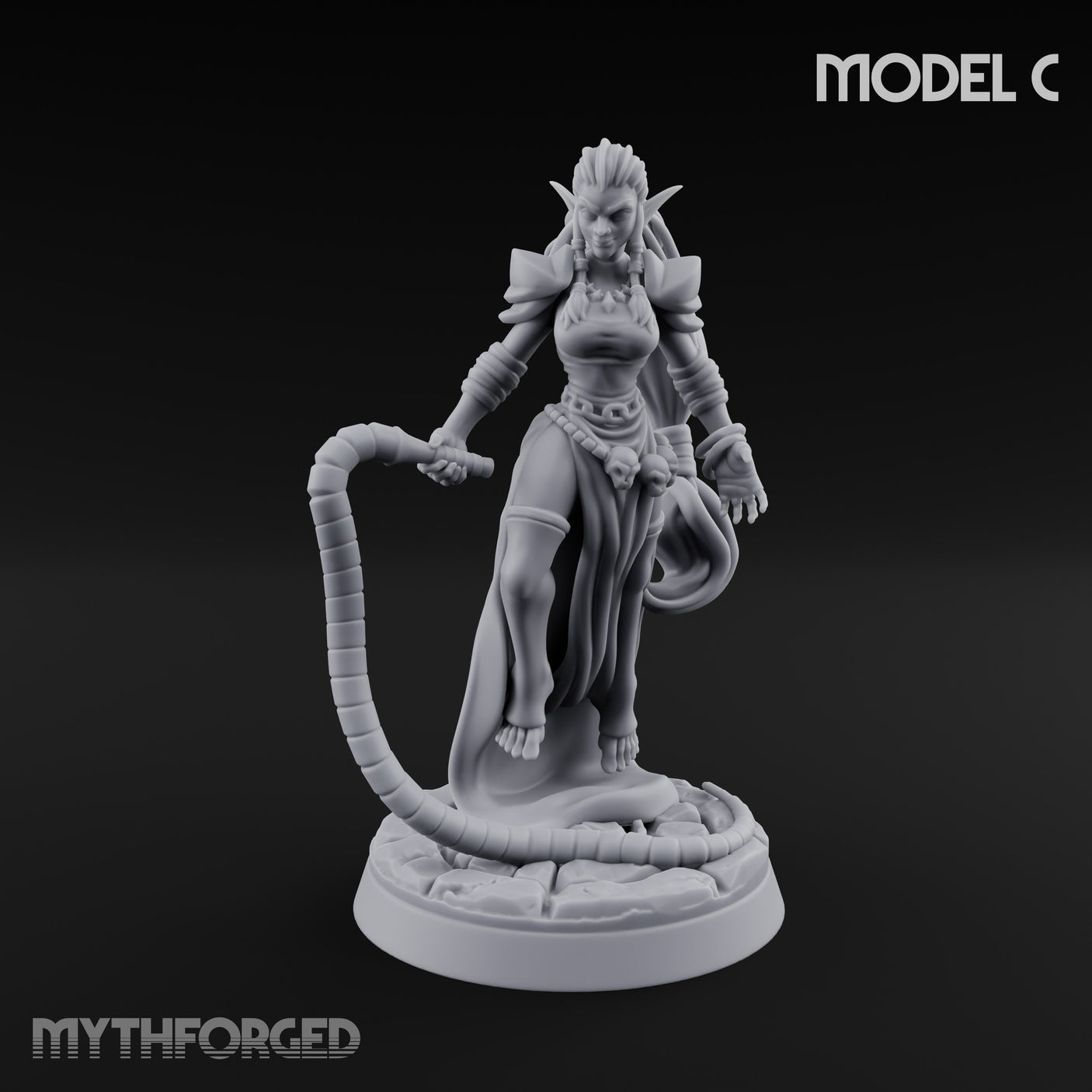 Tentacle Trailing Hand Raising Tiefling Necromancer C Miniature for Dungeons and Dragons, Pathfinder or other TTRPGs