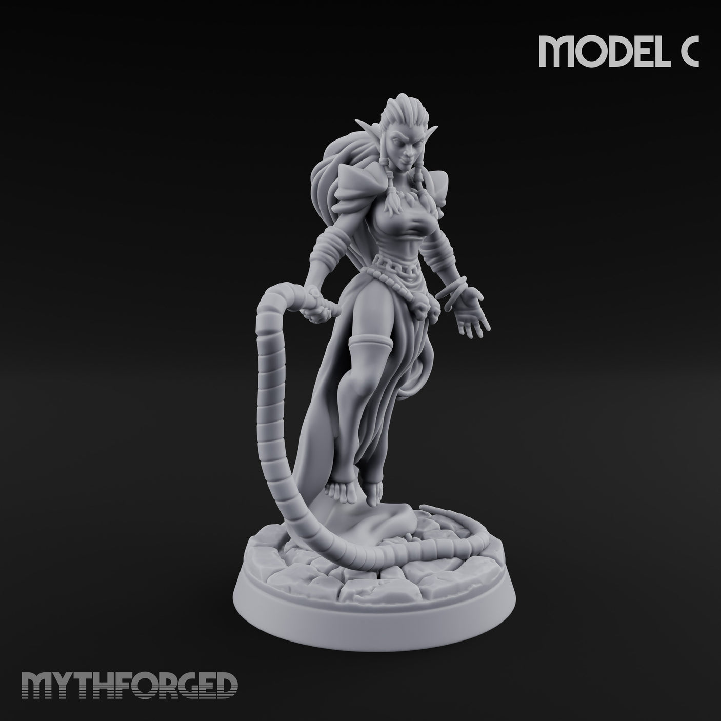 Tentacle Trailing Hand Raising Tiefling Necromancer C Miniature for Dungeons and Dragons, Pathfinder or other TTRPGs