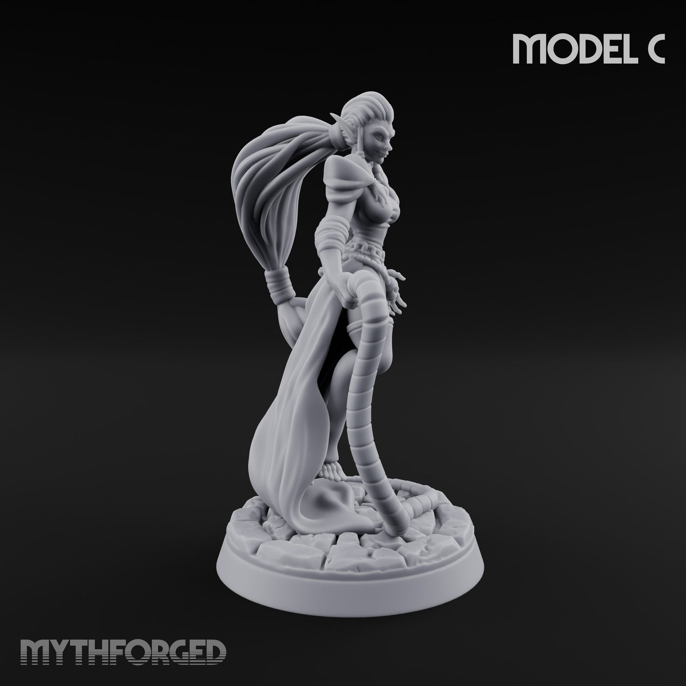 Tentacle Trailing Hand Raising Tiefling Necromancer C Miniature for Dungeons and Dragons, Pathfinder or other TTRPGs